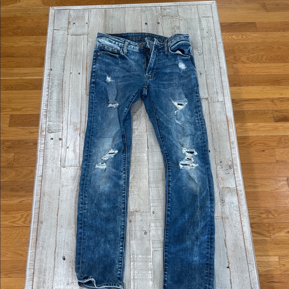 American Eagle Outfitters Men's Dark Blue Skinny Jeans